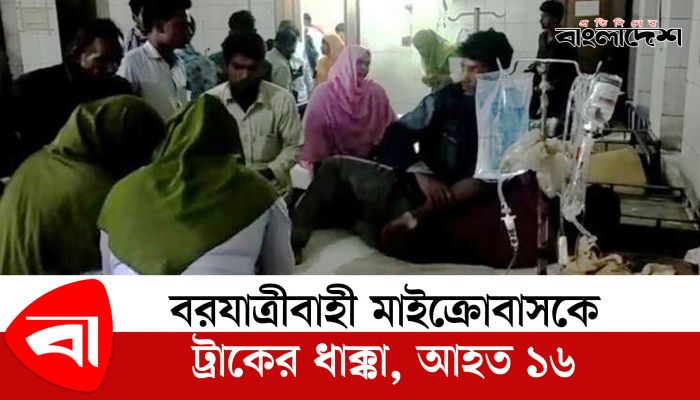 বরযাত্রীবাহী মাইক্রোবাসকে ট্রাকের ধাক্কা, আহত ১৬