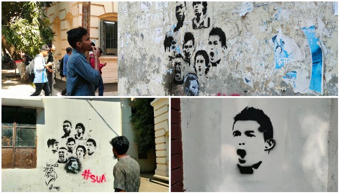জবি ক্যাম্পাসে ‘গ্রাফিতিতে ফুটবল উন্মাদনা’