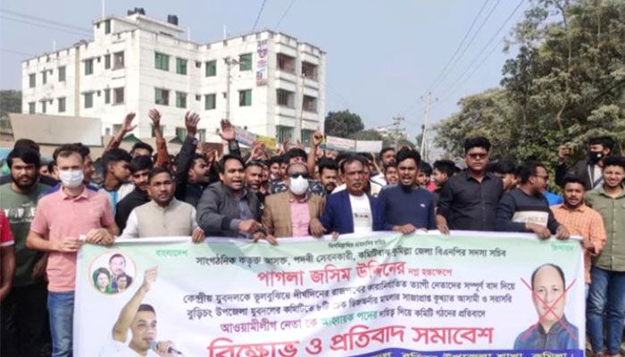বুড়িচং উপজেলা যুবদলের কমিটি প্রত্যাখ্যান করে বিক্ষোভ