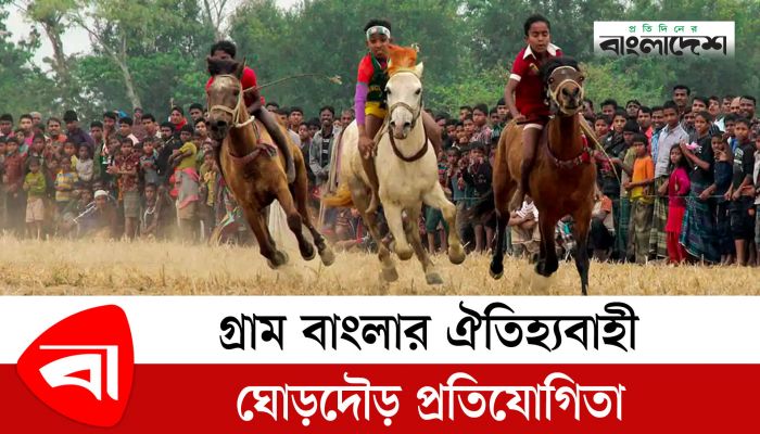 গ্রাম বাংলার ঐতিহ্যবাহী ঘোড়দৌড় প্রতিযোগিতা