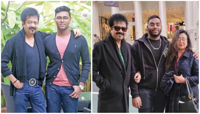 কুমার বিশ্বজিতের সঙ্গে তার ছেলে নিবিড় কুমার। ফাইল ছবি