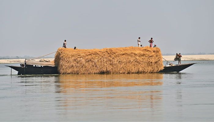 খড় বোঝাই নৌকা