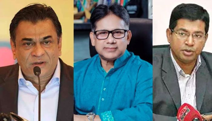 বাফুফে সভাপতি কাজী সালাউদ্দিন, সিনিয়র সহসভাপতি আব্দুস সালাম মুর্শেদী ও সাবেক সাধারণ সম্পাদক আবু নাঈম সোহাগ। ফাইল ছবি