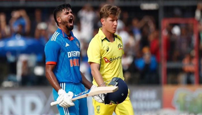 সেঞ্চুরি হাঁকানো শ্রেয়াসের এমন গর্জন যেন ভারতের ব্যাটিং অর্ডারের প্রতিচ্ছবি, অ্যাডাম জাম্পার হতাশা ঘিরে ছিল অজিদের বোলিং লাইনআপে