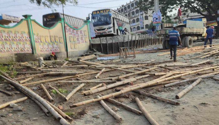 আমিনবাজারে বিএনপির মঞ্চ ভাঙচুর, সমাবেশ স্থগিত