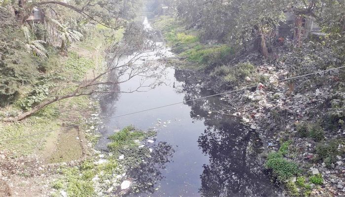 খরস্রোতা নদীটি এখন সরু খাল