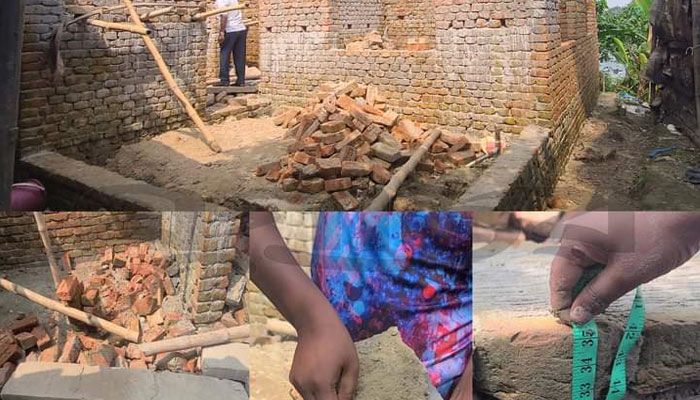 বীরনিবাসে নিম্নমানের সামগ্রী ব্যবহার, নির্মাণকাজ বন্ধ