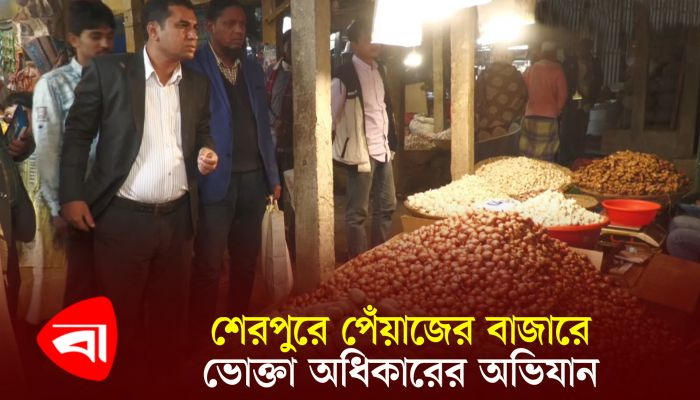 শেরপুরে পেঁয়াজের বাজারে ভোক্তা অধিকারের অভিযান