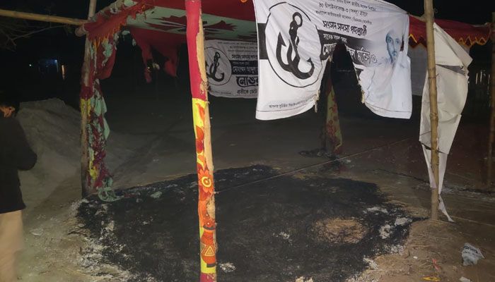 বিএনএমের প্রার্থীর নির্বাচনী ক্যাম্পে আগুন
