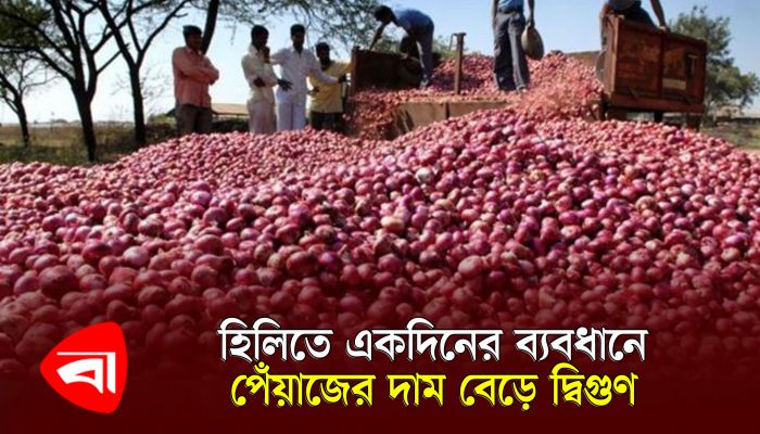 হিলিতে এক দিনের ব্যবধানে পেঁয়াজের দাম বেড়ে দ্বিগুণ