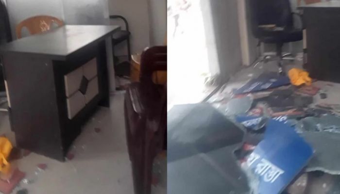 ধানমন্ডিতে পুলিশ বক্সে হামলা