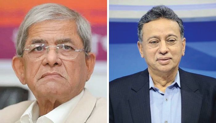 বিএনপির মহাসচিব মির্জা ফখরুল ইসলাম আলমগীর ও স্থায়ী কমিটির সদস্য আমীর খসরু মাহমুদ চৌধুরী। ফাইল ছবি