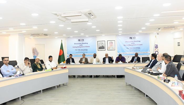 এফবিসিসিআইইয়ের সঙ্গে ঘানার ব্যবসায়ী প্রতিনিধি দলের বৈঠক। প্রবা ফটো 