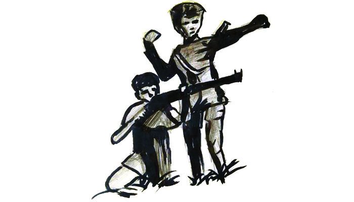 দুজন কিশোর মুক্তিযোদ্ধার ছবি এঁকেছে নিঝুম নিসর্গ। সে খুলনার সরকারি করোনেশন মাধ্যমিক বালিকা বিদ্যালয়ের পঞ্চম শ্রেণির শিক্ষার্থী