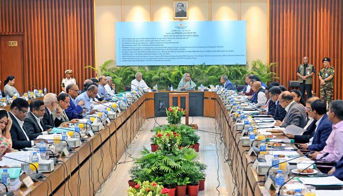 রাজধানীর শেরেবাংলা নগরের এনইসি সম্মেলন কক্ষে অনুষ্ঠিত বৈঠকে সভাপতিত্ব করেন প্রধানমন্ত্রী ও একনেক চেয়ারপারসন শেখ হাসিনা। ফোকাস বাংলা 