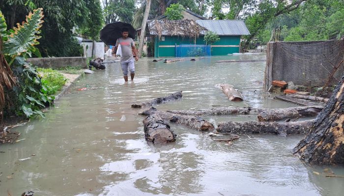 প্রবল ঘূর্ণিঝড় রেমালের প্রভাবে শরণখোলার নিম্নাঞ্চল প্লাবিত। প্রবা ফটো