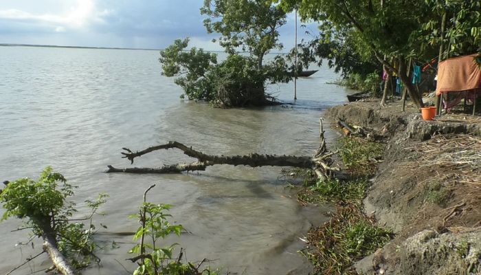 বেড়িবাঁধে ভাঙন, হুমকির মুখে বসতঘরসহ স্থাপনা