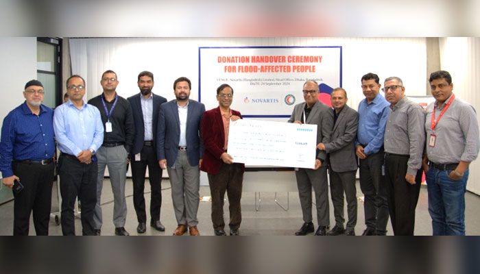 বন্যাদুর্গতদের সহায়তায় ৫৩ লাখ টাকার অনুদান দিল নোভারটিস