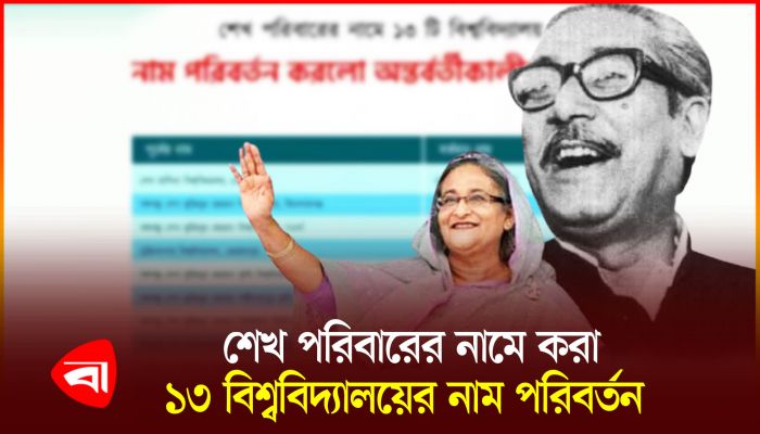 পাল্টে গেল শেখ পরিবারের নামে করা ১৩ বিশ্ববিদ্যালয়ের নাম