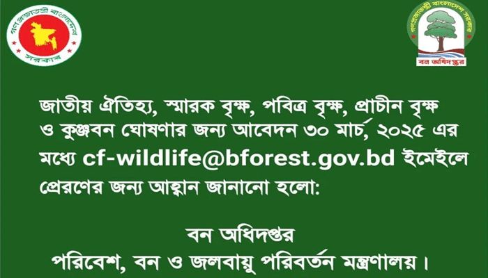 গাছ ও বন সংরক্ষণের উদ্যোগ বন অধিদপ্তরের