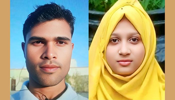 বামে ঘাতক স্বামী রমজান আলী ও ডানে নিহত গৃহবধূ সুমাইয়া আকতার। ছবি : সংগৃহীত