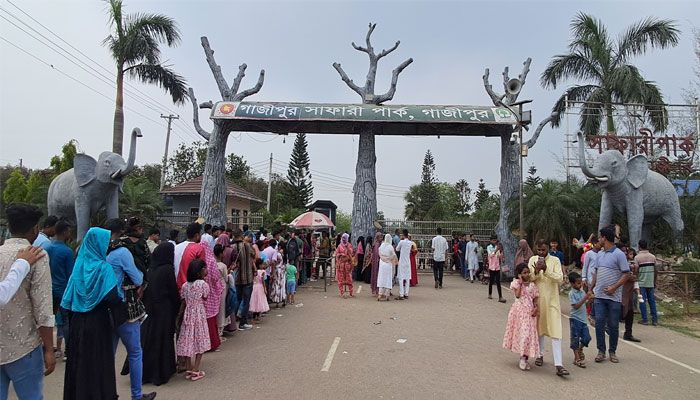ঈদের পরদিন গাজীপুর সাফারি পার্কে দর্শনার্থীর উপচে পড়া ভিড়