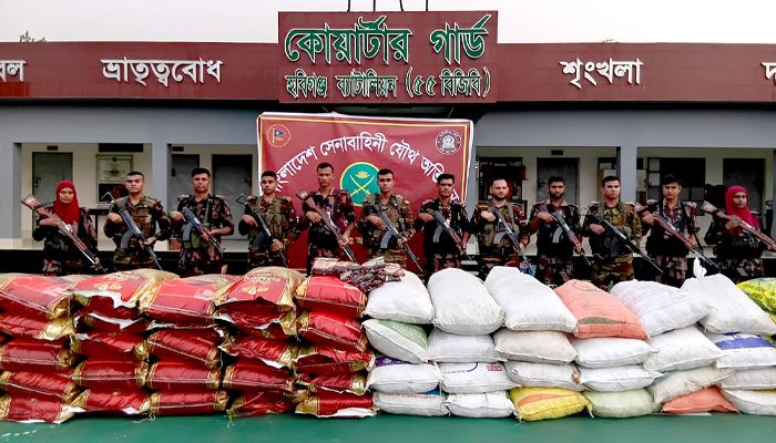 হবিগঞ্জে যৌথ অভিযানে সাড়ে ৪ কোটি টাকার ভারতীয় পণ্য জব্দ