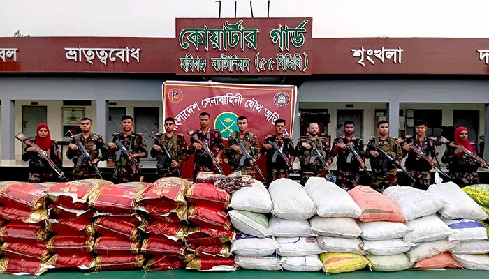 যৌথ অভিযানে সাড়ে ৪ কোটি টাকার ভারতীয় পণ্য জব্দ