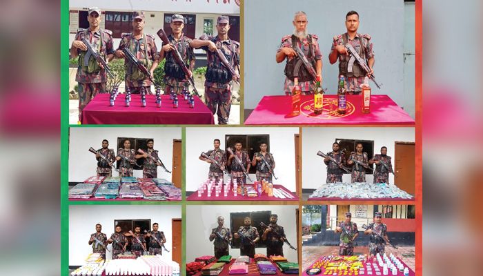 বিজিবির অভিযানে ২০ লাখ টাকার ভারতীয় চোরাই পণ্য জব্দ