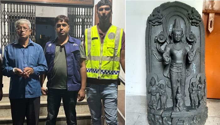 সাভারে কষ্টি পাথরের বিষ্ণু মূর্তিসহ গ্রেপ্তার ১