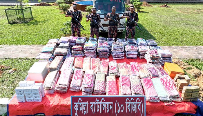 কুমিল্লার সীমান্ত থেকে বিপুল পরিমাণ চোরাই পণ্য জব্দ 