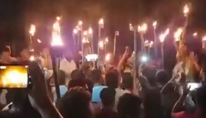 বাজিতপুর উপজেলাকে জেলা ঘোষণার দাবিতে মশাল মিছিল