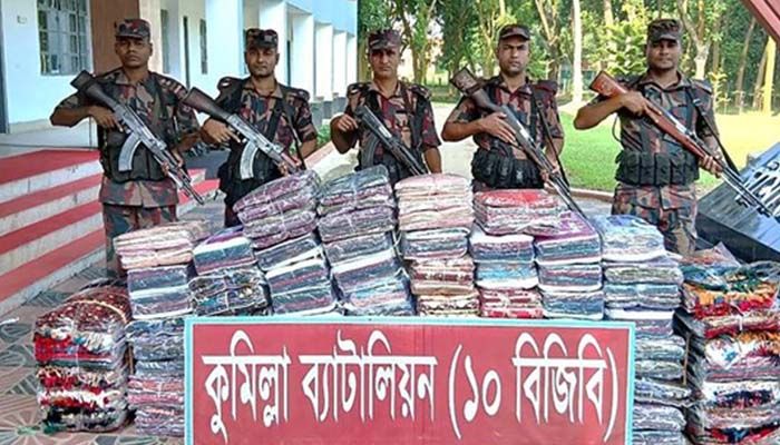 কুমিল্লায় বিজিবির অভিযানে কোটি টাকার ভারতীয় পণ্য জব্দ