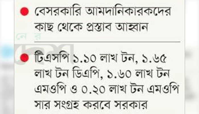 বেসরকারি পর্যায়ে ফের আমদানির সুযোগ