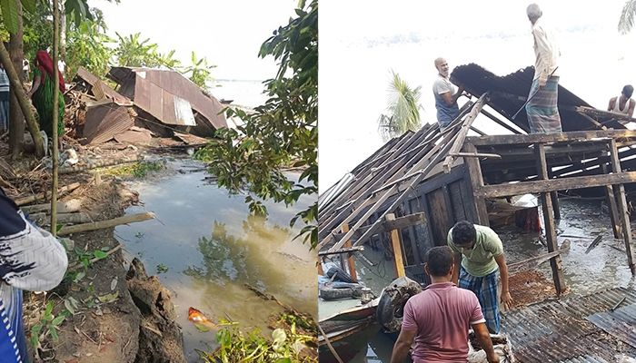বানারীপাড়ায় সন্ধ্যা নদীর ভাঙনে জমি-ঘর বিলীন