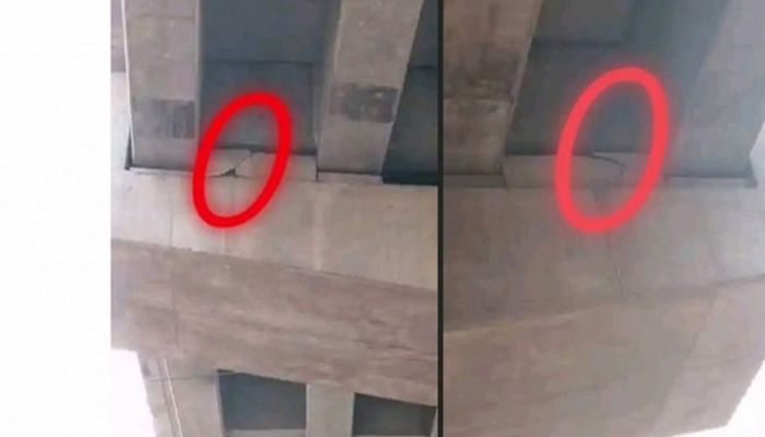 মুক্তারপুর ফ্লাইওভারের কয়েকটি পিলারে ফাটল