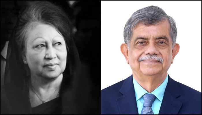বাঁয়ে সাবেক প্রধানমন্ত্রী বেগম খালেদা জিয়া ও শিক্ষা উপদেষ্টা অধ্যাপক ড. সি আর আবরার। কোলাজ: প্রতিদিনের বাংলাদেশ