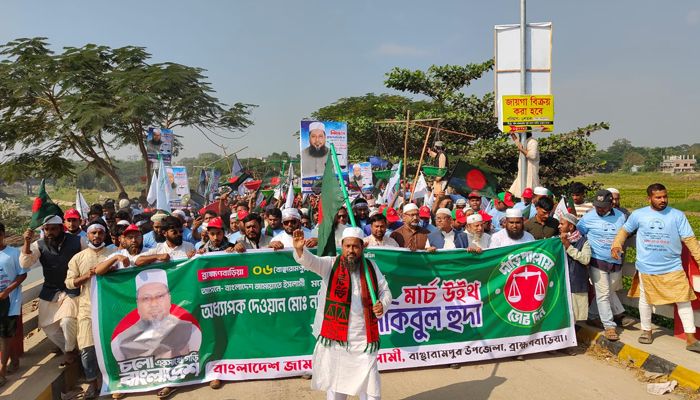 বৃহস্পতিবার দুপুরে জামায়াতে ইসলামী–সমর্থিত নেতাকর্মী ও সাধারণ মানুষ বর্ণাঢ্য এই সমাবেশে অংশ নেন। প্রবা ফটো