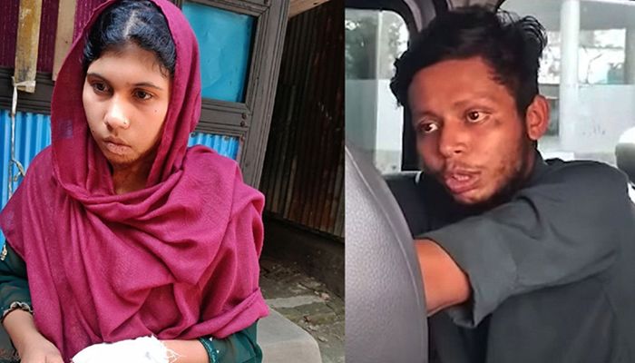 মা-মেয়ে হত্যার ঘটনায় অভিযুক্ত প্রধান আসামী গৃহকর্মী আয়েশা এবং তার স্বামী রাব্বি। ছবি : সংগৃহীত