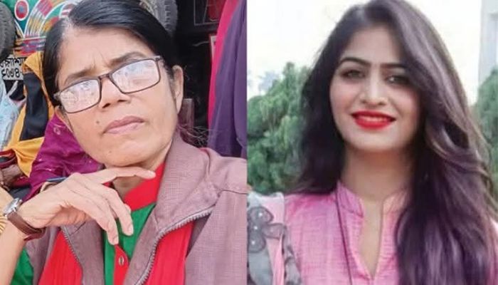 বুড়ি সরকার (বাঁয়ে) ও রহিমা রেজা (ডানে)। কোলাজ, প্রবা