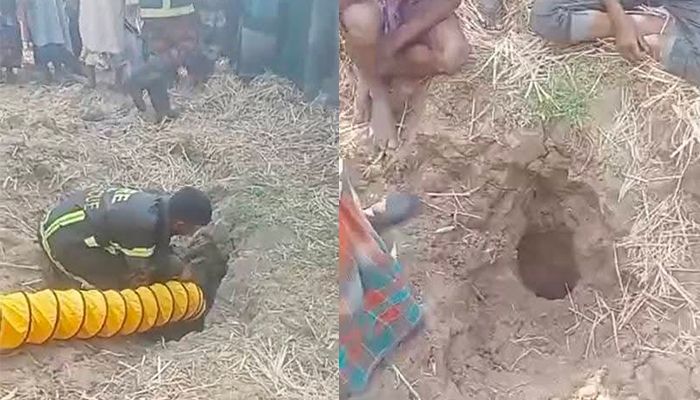 রাজশাহীতে গভীর নলকুপে পড়া শিশুকে জীবিত উদ্ধারের চেষ্টা
