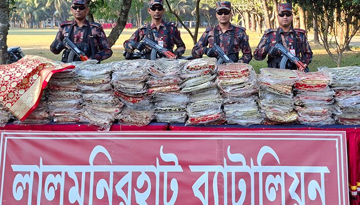 ২৭ লাখ টাকার ভারতীয় স্বর্ণ কাতান শাড়ি জব্দ