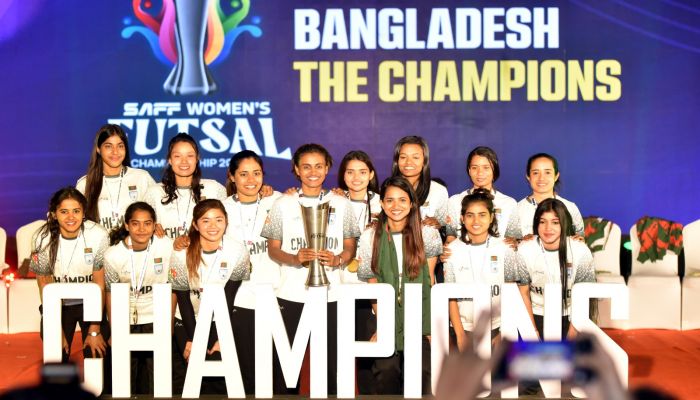 সাফ নারী ফুটসাল দলের নতুন চ্যাম্পিয়ন বাংলাদেশ নারী ফুটবল দল