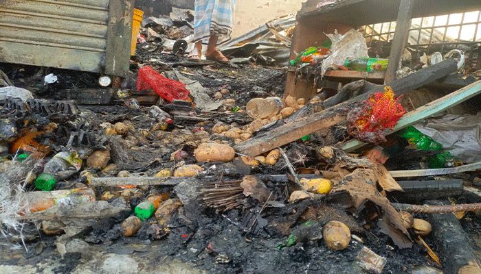 গভীর রাতে অগ্নিকাণ্ডে ব্যবসা প্রতিষ্ঠান ভস্মীভূত