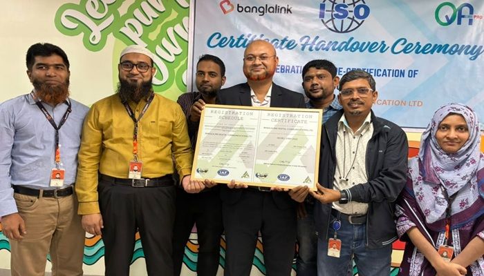 গ্রাহক তথ্যের সুরক্ষা নিশ্চিতে ফের আইএসও সনদ পেল বাংলালিংক