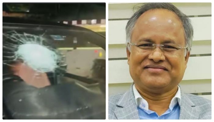 বিএনপি প্রার্থী জসীম উদ্দীন আহমেদের নির্বাচনি প্রধান সমন্বয়ক এম এ হাশেম রাজু ও তার  গাড়ি। কোলাজ ছবি