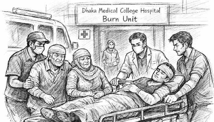 মানিকগঞ্জে বিদ্যুতের তারে আগুন, একই পরিবারের ৪ জন দগ্ধ