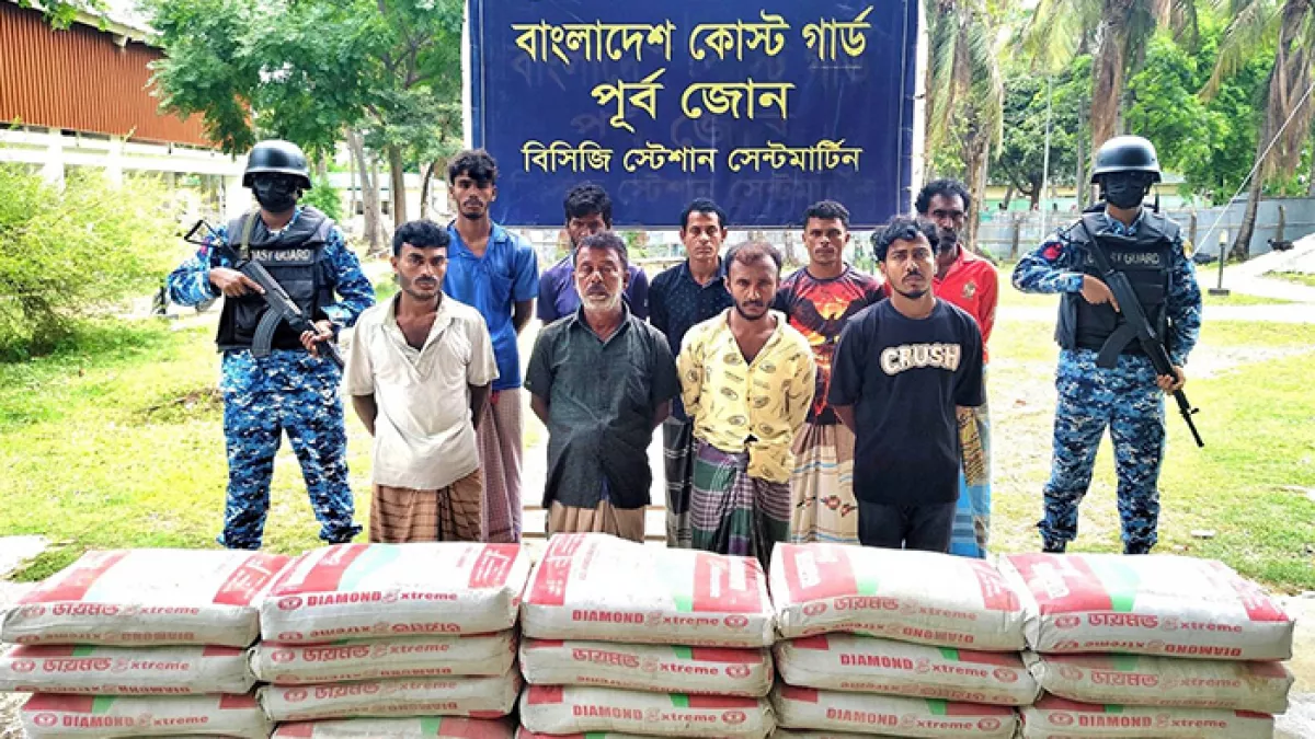 পাচারকালে ৩৫৫ বস্তা সিমেন্টসহ পাচারকারী আটক