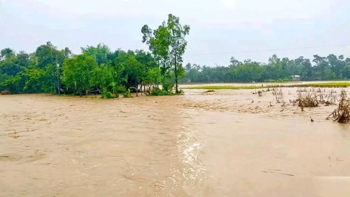 হালুয়াঘাটে অতিবৃষ্টি ও পাহাড়ি ঢলে বাঁধ ভেঙ্গে প্লাবিত ২০ গ্রাম