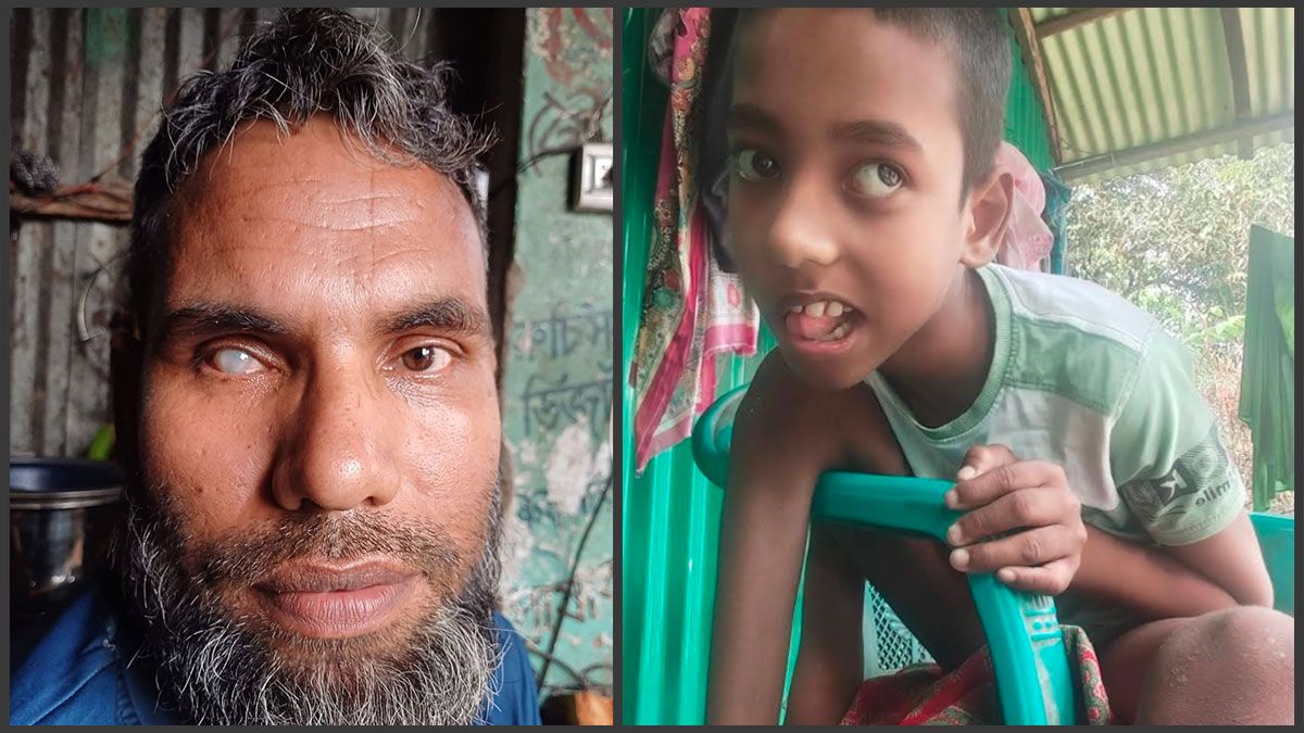 বাবা অন্ধ ও ছেলে প্রতিবন্ধী হলেও মেলেনি ভাতা কার্ড